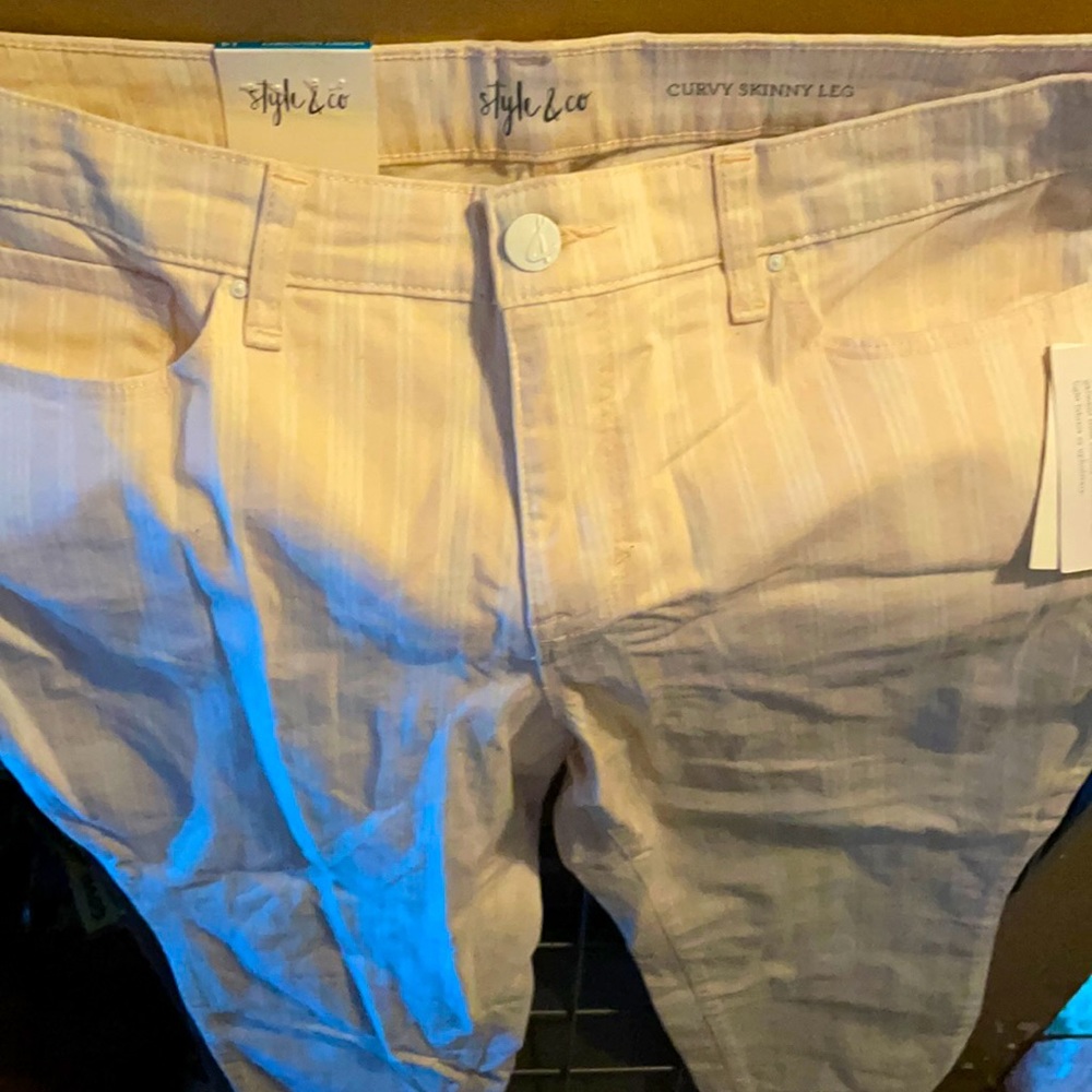 Style & co pink and white striped Jeans